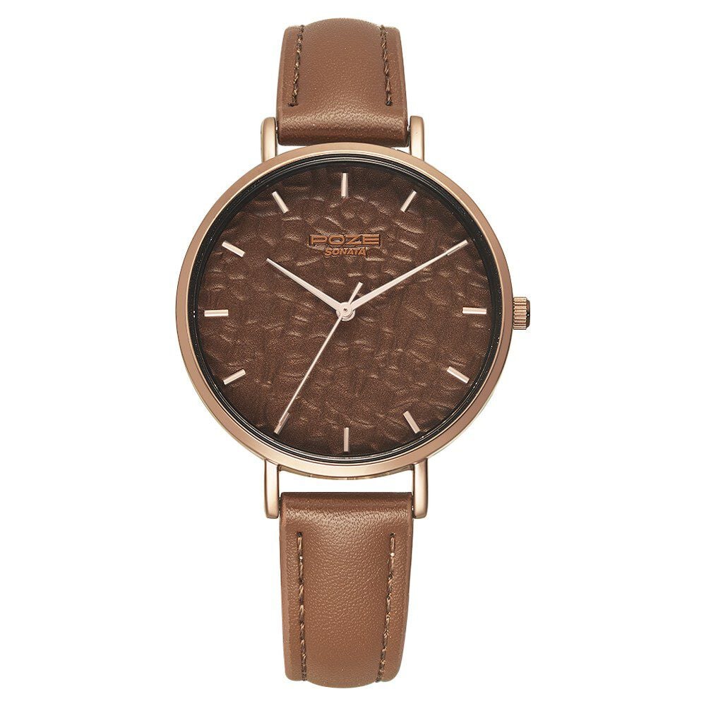 Poze by Sonata Quartz Analog Brown Dial PU Leather Strap Watch for Women-picture-13