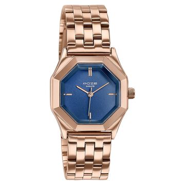 Poze By Sonata Quartz Analog Blue Dial Rose Gold Metal Strap Watch For Women