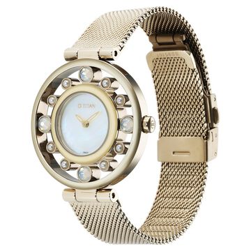Titan Purple Unending Beauty Mother Of Pearl Dial Women Watch With Stainless Steel Strap