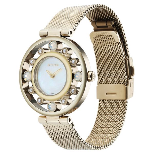 Titan Purple Unending Beauty Mother Of Pearl Dial Women Watch With Stainless Steel Strap - image number 2