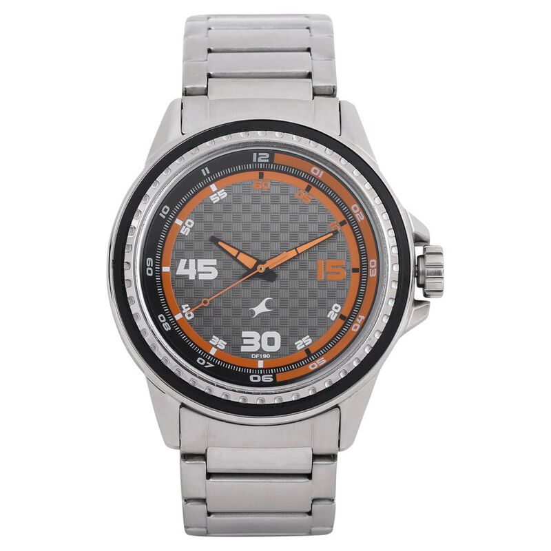 Fastrack Quartz Analog Grey Dial Metal Strap Watch for Guys
