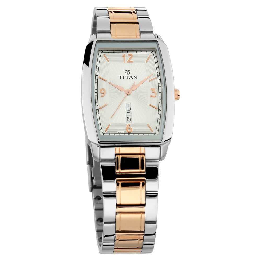 Buy Online Titan Quartz Analog with Day and Date Silver Dial Stainless Steel Strap Watch for Men np1737km01 Titan