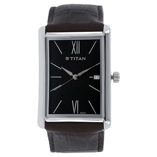 Titan Men's Urban Chic: Modernist Black Dial & Leather Strap Watch - image number 0