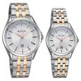 Titan Modern Bandhan Pair Analog with White Dial Dual Tone Rose Gold Stainless Steel Strap Watch for Couples - image number 1
