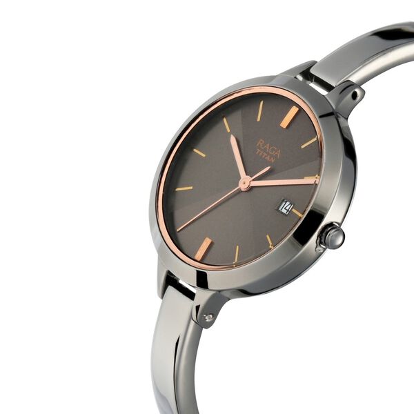 Titan Quartz Analog with Date Grey Dial Metal Strap Watch for Women - image number 1
