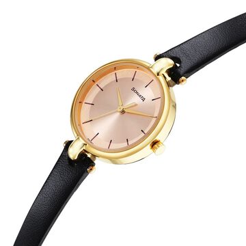 Sonata Gold Edit Pink Dial Women Watch With Leather Strap