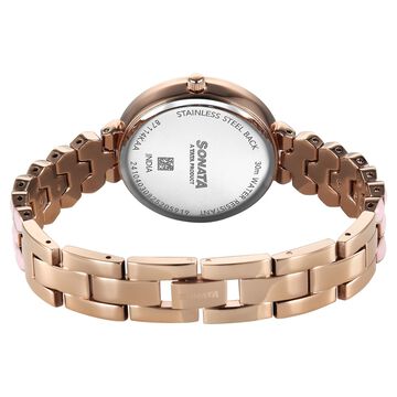 Sonata Festive Quartz Analog Pink Dial Metal & Enamel Strap Watch For Women
