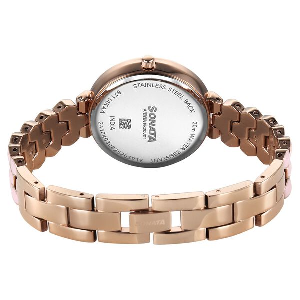 Sonata Festive Quartz Analog Pink Dial Metal & Enamel Strap Watch For Women - image number 4
