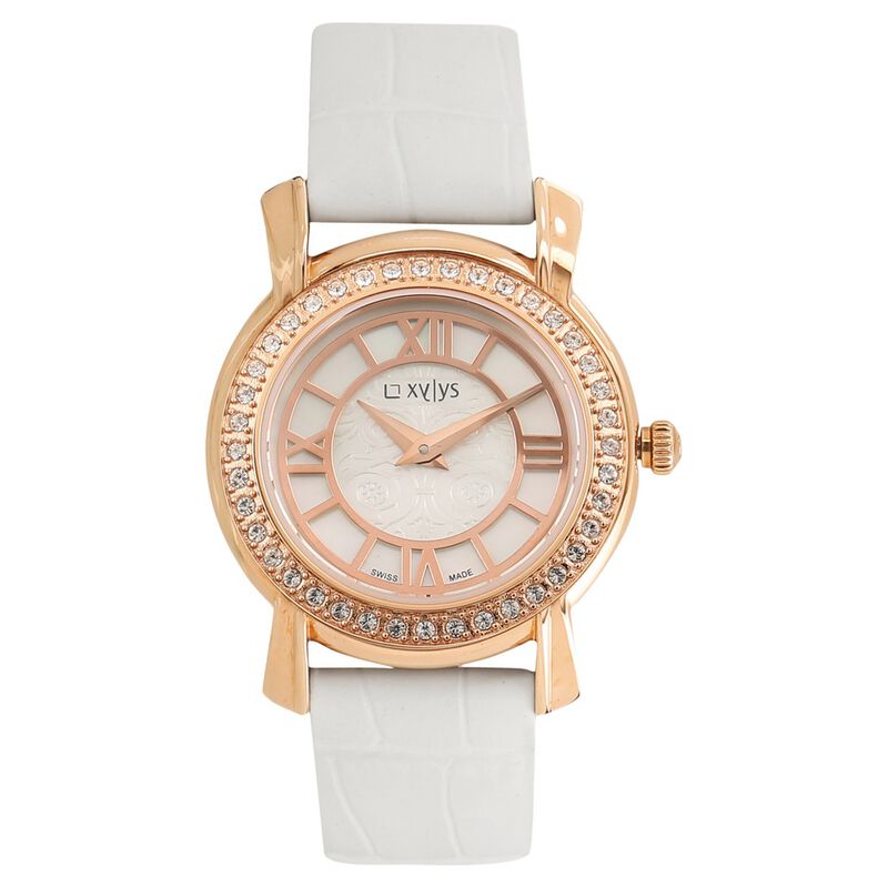 Buy Online Xylys Quartz Analog Mother of Pearl Dial Leather Strap Watch ...