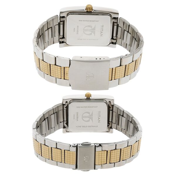 Titan Quartz Analog with Day and Date Silver Dial Stainless Steel Strap Watch for Couple - image number 3