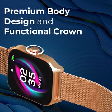 Titan Zeal with 4.69 cm AMOLED Display with AOD, Functional Crown, Smartwatch with Black Mesh Strap