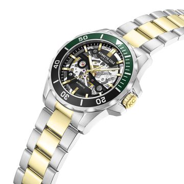 Kenneth Cole Automatic Black Dial With Two Toned Stainless Steel Strap Watch For Men