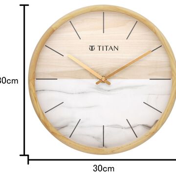 Titan Wooden Wall Clock with Wood & Stone Textures 30 x 30 cm (Medium Size)