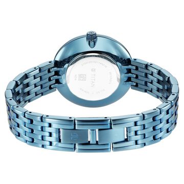 Titan Purple Unending Beauty Quartz Analog Blue Round Dial Blue Stainless Steel Strap Watch For Women