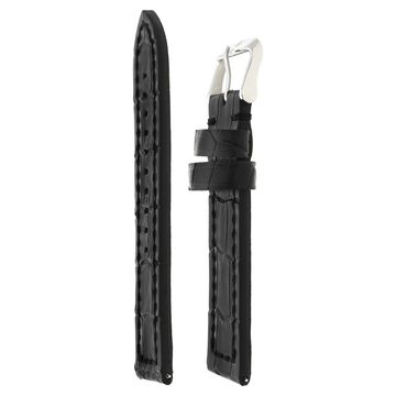 22 mm Black Genuine Leather Strap for Men