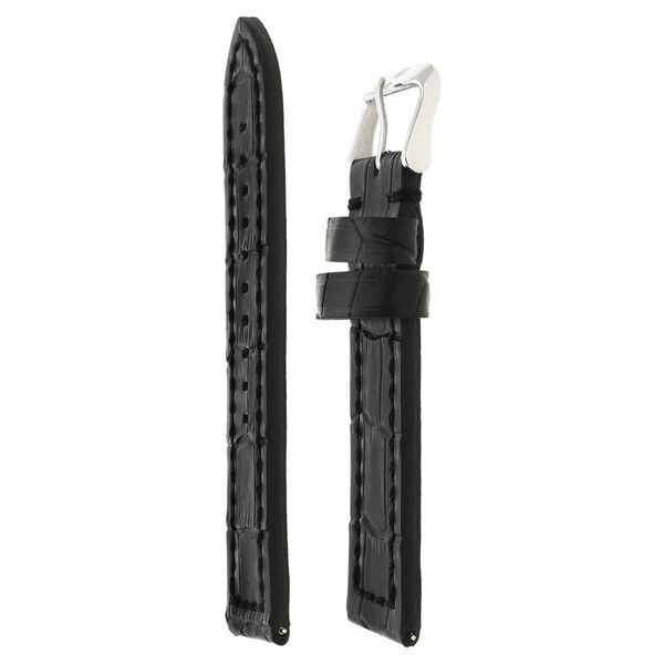 22 mm Black Genuine Leather Strap for Men - image number 2