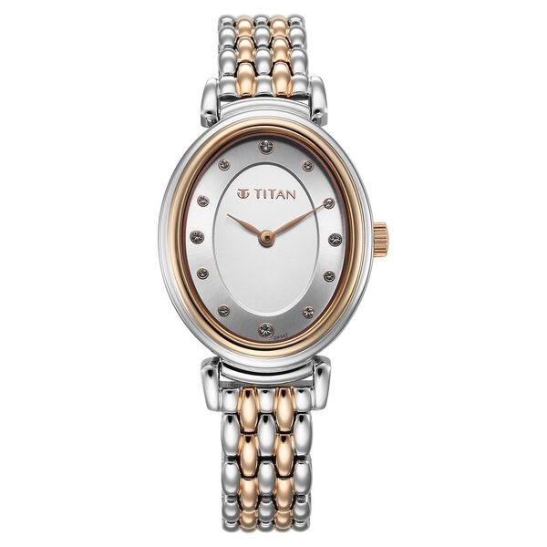 Titan Aura Quartz Analog Silver Dial With Two Toned Stainless Steel Strap Watch For Women - image number 0