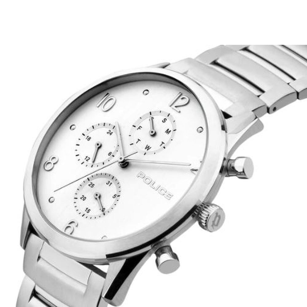 Police Quartz Multifunction Silver Dial Leather Strap Watch for Men