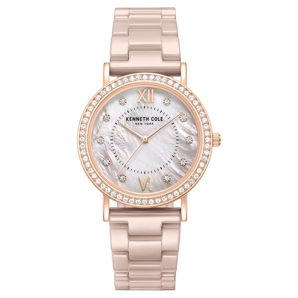 Kenneth Cole Quartz Analog Grey Dial Brown Ceramic Strap Watch For Women - image number 0
