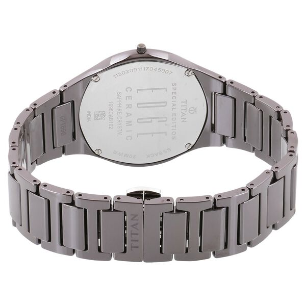 Titan Edge Ceramic Quartz Analog Silver Dial Grey Ceramic Strap Watch For Men - image number 3