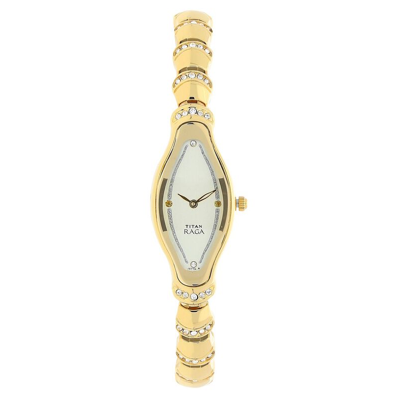 Titan Quartz Analog Champagne Dial Metal Strap Watch for Women