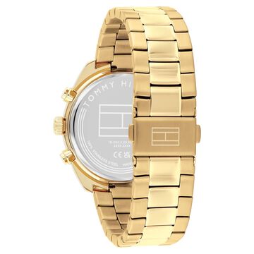 Tommy Hilfiger Quartz Chronograph Off White Dial Golden Stainless Steel Strap Watch For Men