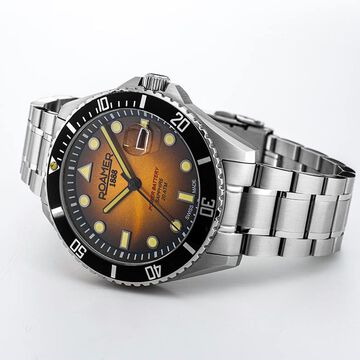 Roamer Pro Diver 200 Quartz Analog with Date Yellow Dial Silver Stainless Steel Strap Watch For Men