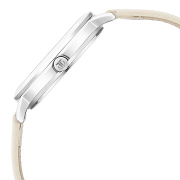 Titan Memento Beige Dial Analog Leather Strap Watch for Women