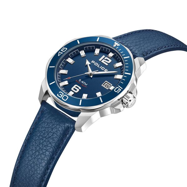 Police Quartz Analog with Date Blue Dial Leather Strap Watch for Men - image number 3