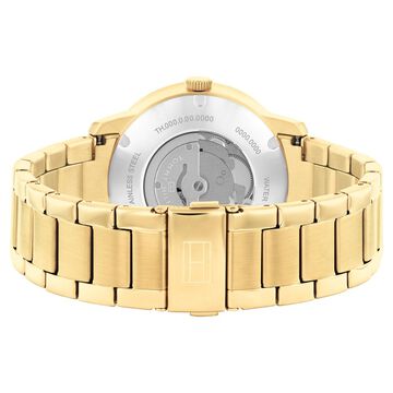 Tommy Hilfiger Automatic Green Dial Golden Color Stainless Steel Strap Watch For Men