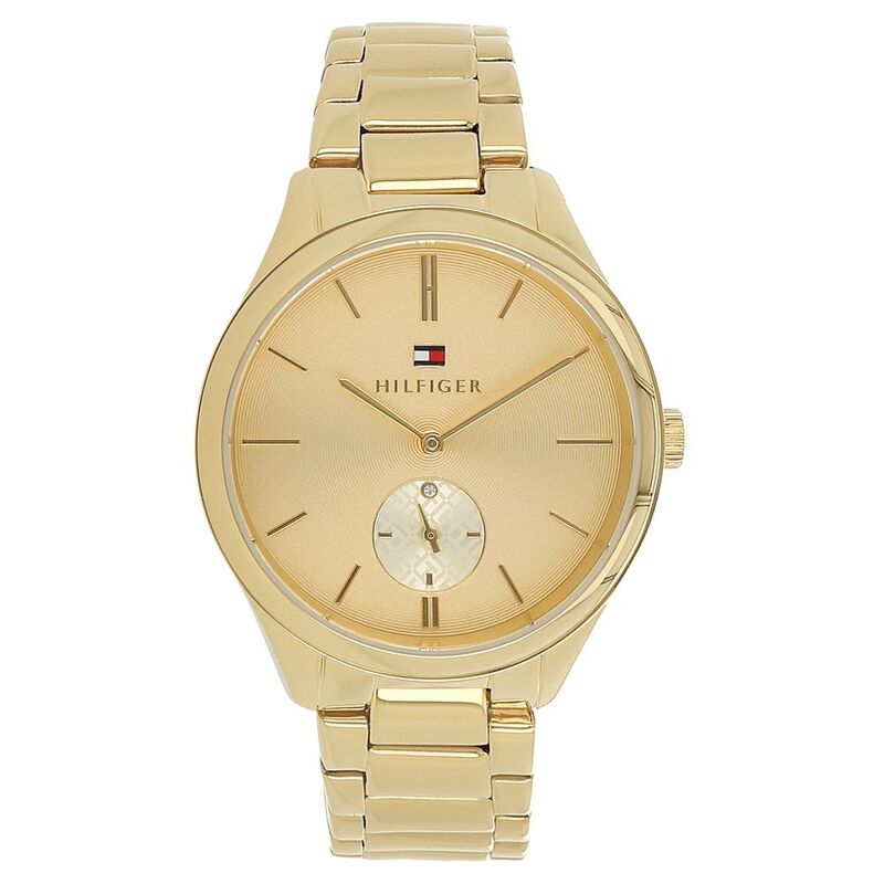 Tommy Hilfiger Quartz Analog Golden Dial Stainless Steel Strap Watch for Women