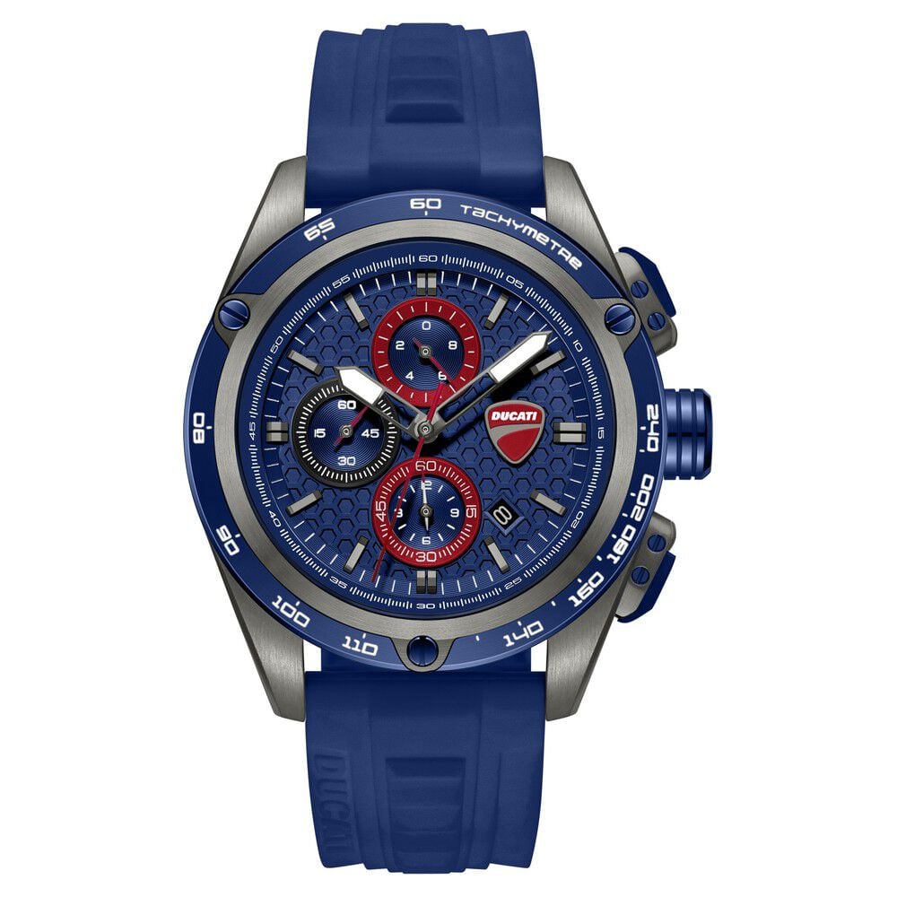 Ducati Quartz Chronograph Blue Dial Blue Silicone Strap Watch For Men-picture-43