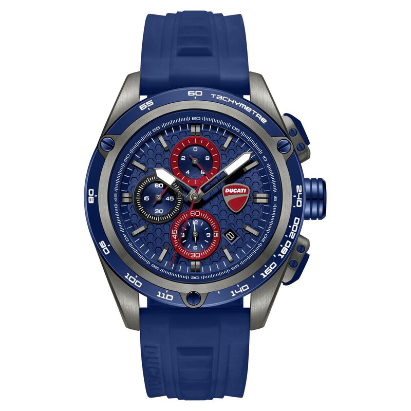 Ducati Quartz Chronograph Blue Dial Blue Silicone Strap Watch For Men
