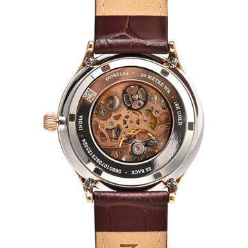 Titan Nebula Abhiyant 18k Pink Gold Hand-Wound Mechanical Analog with Exhibition Caseback Leather Strap Watch for Men