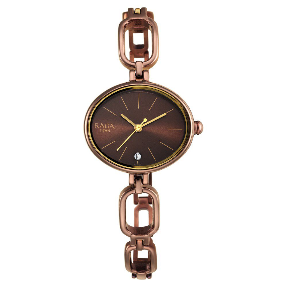 Raga viva rose gold new arrivals dial metal strap watch