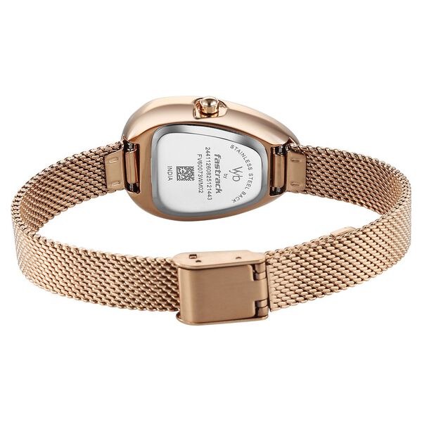 Vyb Prodigy By Fastrack Quartz Analog Grey Dial Rose Gold Stainless Steel Strap Watch For Girls - image number 6