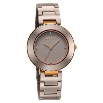 Titan Purple Ceramics Quartz Analog Brown Dial Ceramic Strap Watch for Women