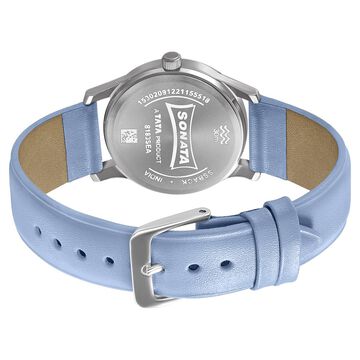 Sonata Women of Steel Blue Dial Leather Strap Watch for Women