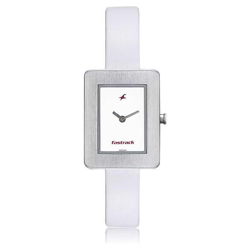 Fastrack Quartz Analog White Dial Leather Strap Watch for Girls