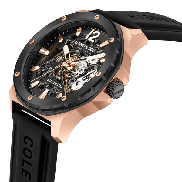 Kenneth Cole Automatic Black Dial Silicone Strap Watch for Men - image number 1
