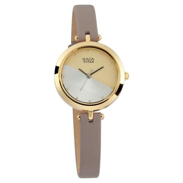 Titan Raga Viva Champagne Dial Women Watch With Leather Strap - image number 1