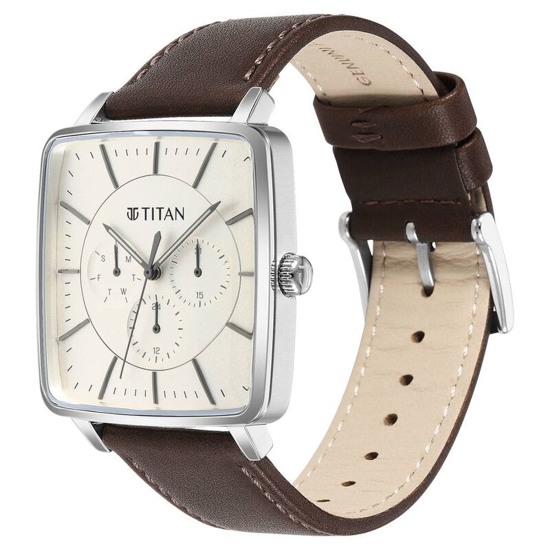 Titan Avant Garde Quartz Multifunction Silver Dial Leather Strap watch for Men - image number 3
