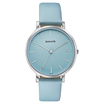 Sonata Pastel Play Quartz Analog Blue Dial Leather Strap Watch For Women