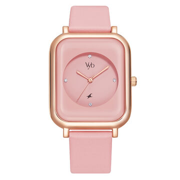 Fastrack Vyb Muse Quartz Analog Pink Dial Leather Strap Watch for Girls