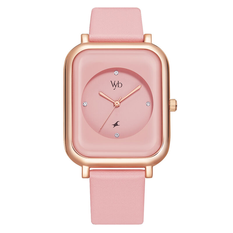 Fastrack Vyb Muse Quartz Analog Pink Dial Leather Strap Watch for Girls