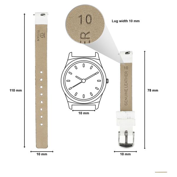10 mm White Genuine Leather Strap for Women - image number 1