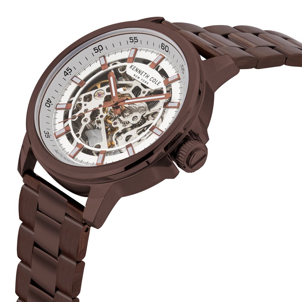 Buy Online Kenneth Cole Automatic Silver Dial Leather Strap Watch