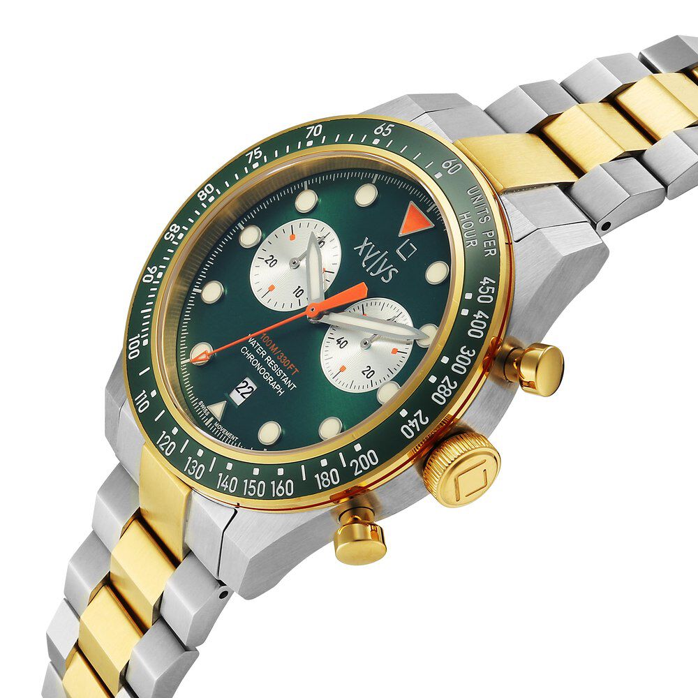 Buy Online Xylys Aurelius Quartz Chronograph Green Dial Two Tones