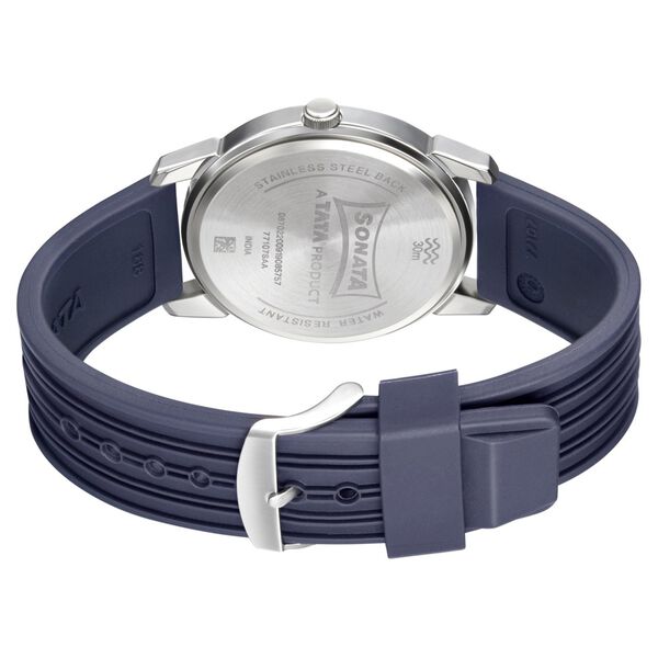 Sonata Smart Plaid Quartz Analog Blue Dial TPU Strap Watch for Men - image number 3