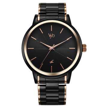 Fastrack Vyb Phantom Quartz Analog Black Dial Two Toned Metal Strap Watch For Guys